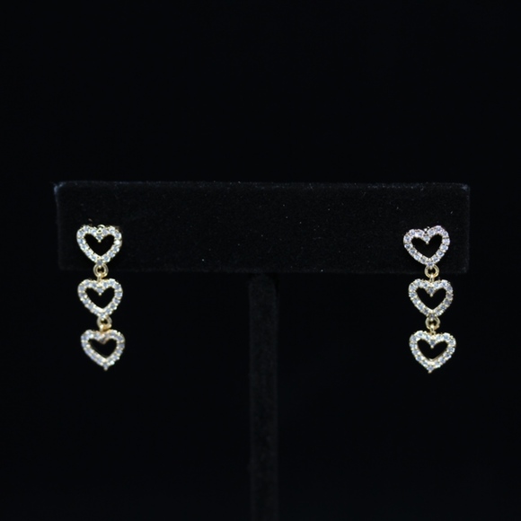 14k Gold Dipped White Topaz Pave ❤️ Earrings - Picture 5 of 8